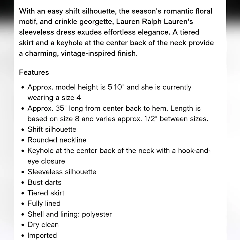 LAUREN RALPH LAUREN Tiered Floral Ruffle Hem Dress Size 10 - Picture 8 of 8